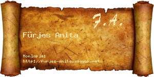 Fürjes Anita névjegykártya